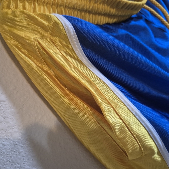 Men's  Vintage Style Blue and Yellow Athletic Shorts - Picture 4 of 5
